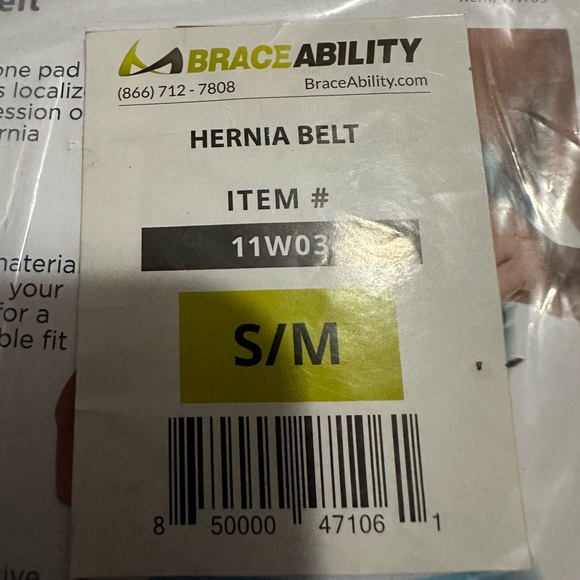 Braceability Umbilical & Abdominal Hernia Support Belt with Pad New Size S/M - Picture 2 of 2